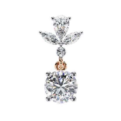 1.16 CTW Mixed-Cut Lab-Grown Diamond Floral Drop Earrings in 14K Gold