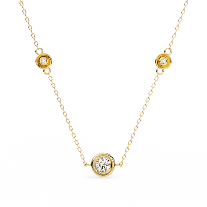 0.10 CTW Three-Station Round Lab-Grown Diamond Bezel Necklace in 14K Gold & Platinum