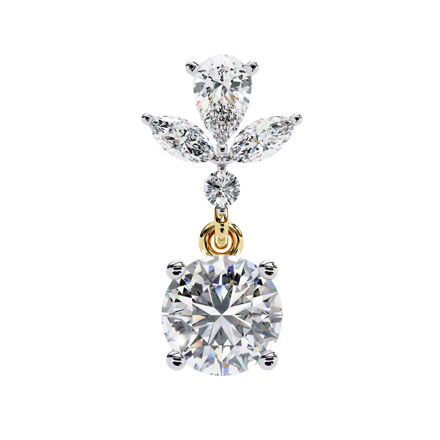 1.16 CTW Mixed-Cut Lab-Grown Diamond Floral Drop Earrings in 14K Gold
