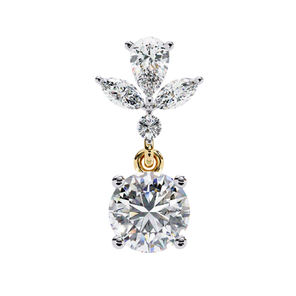 1.16 CTW Mixed-Cut Lab-Grown Diamond Floral Drop Earrings in 14K Gold
