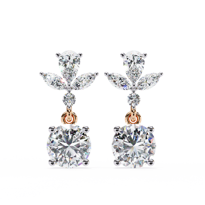 1.16 CTW Mixed-Cut Lab-Grown Diamond Floral Drop Earrings in 14K Gold