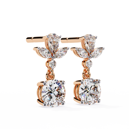 1.16 CTW Mixed-Cut Lab-Grown Diamond Floral Drop Earrings in 14K Gold