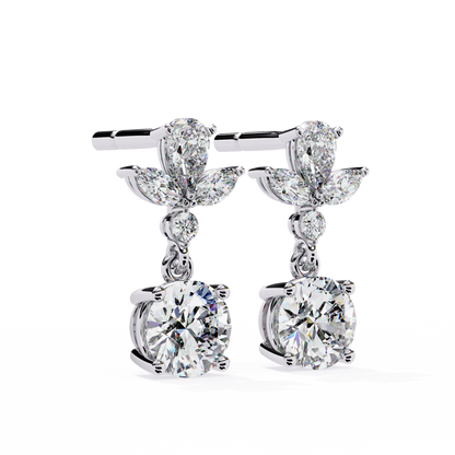1.16 CTW Mixed-Cut Lab-Grown Diamond Floral Drop Earrings in 14K Gold
