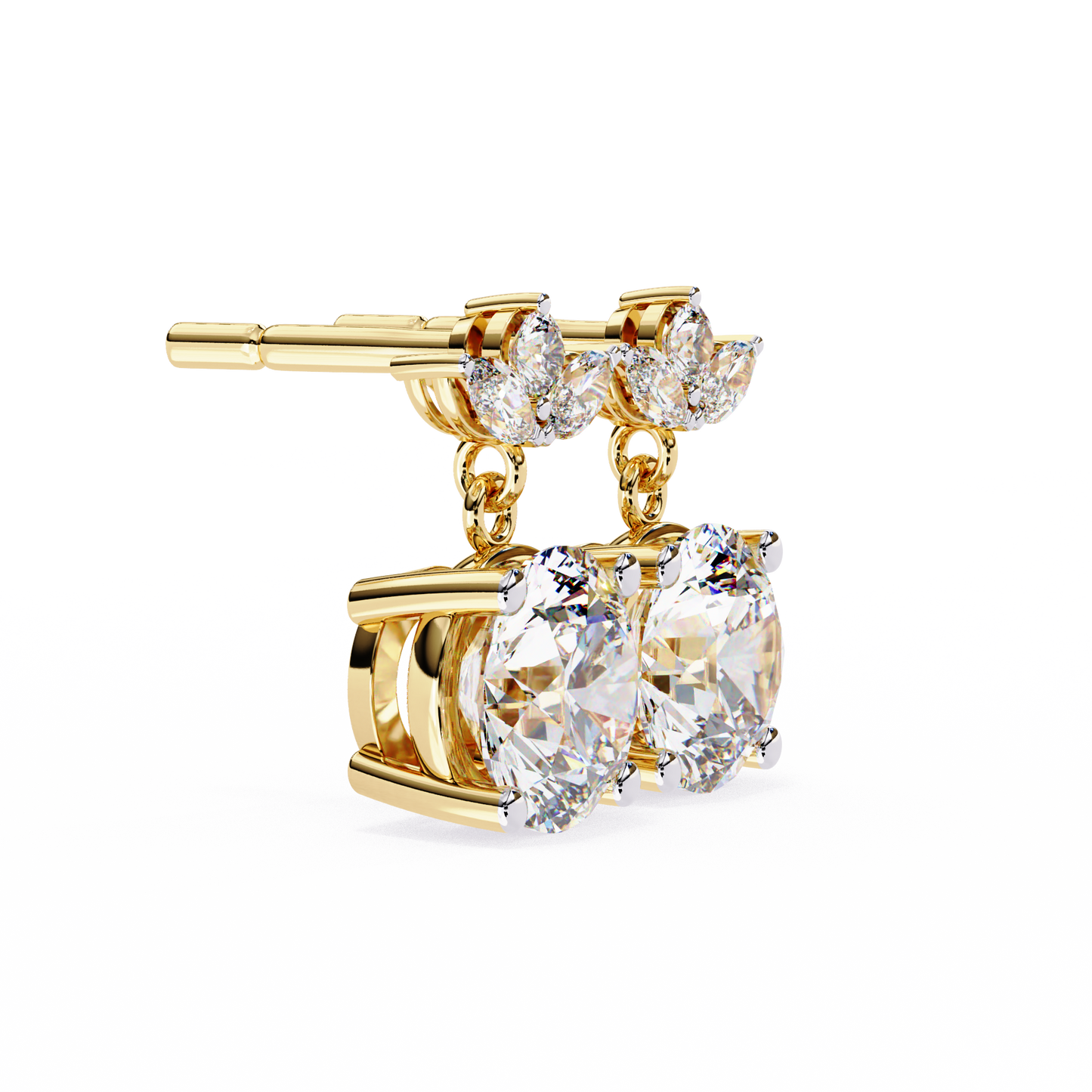 2.02 CTW Mixed-Cut Lab-Grown Diamond Floral Drop Earrings in 14K Gold