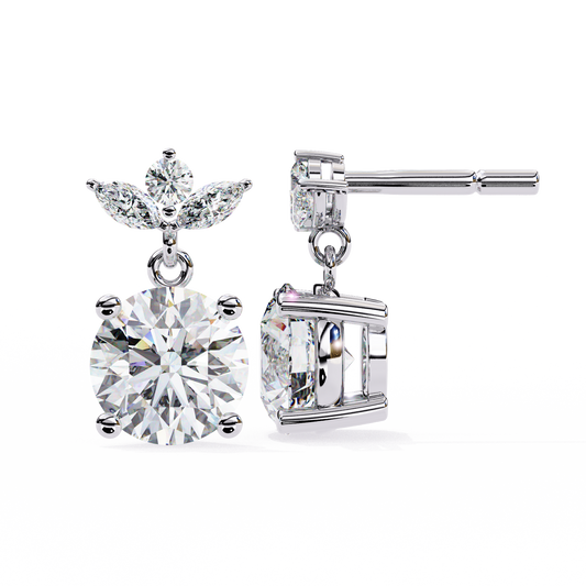 2.02 CTW Mixed-Cut Lab-Grown Diamond Floral Drop Earrings in 14K Gold