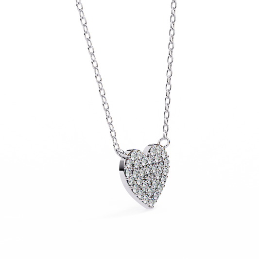0.20 CTW Pavé Heart Lab-Grown Diamond Necklace in 14K Gold & Platinum