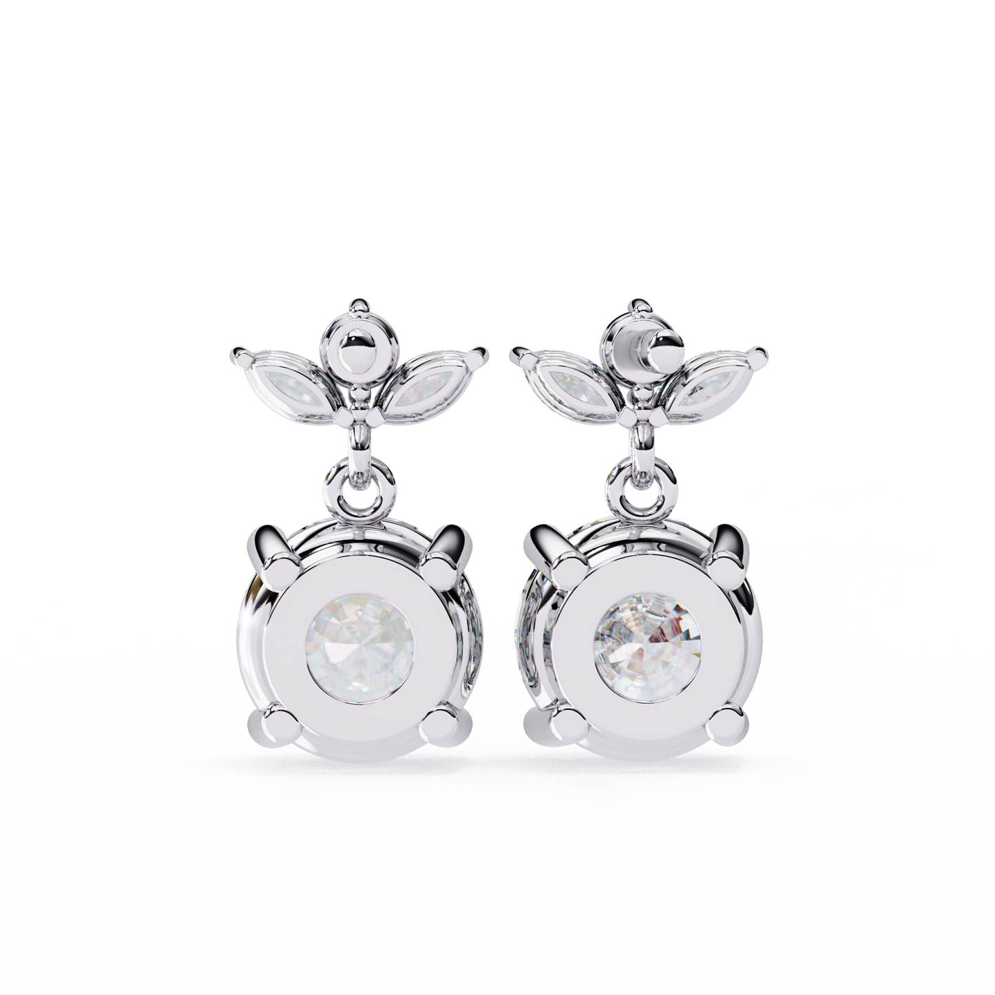 2.02 CTW Mixed-Cut Lab-Grown Diamond Floral Drop Earrings in 14K Gold