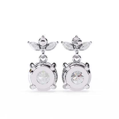 2.02 CTW Mixed-Cut Lab-Grown Diamond Floral Drop Earrings in 14K Gold
