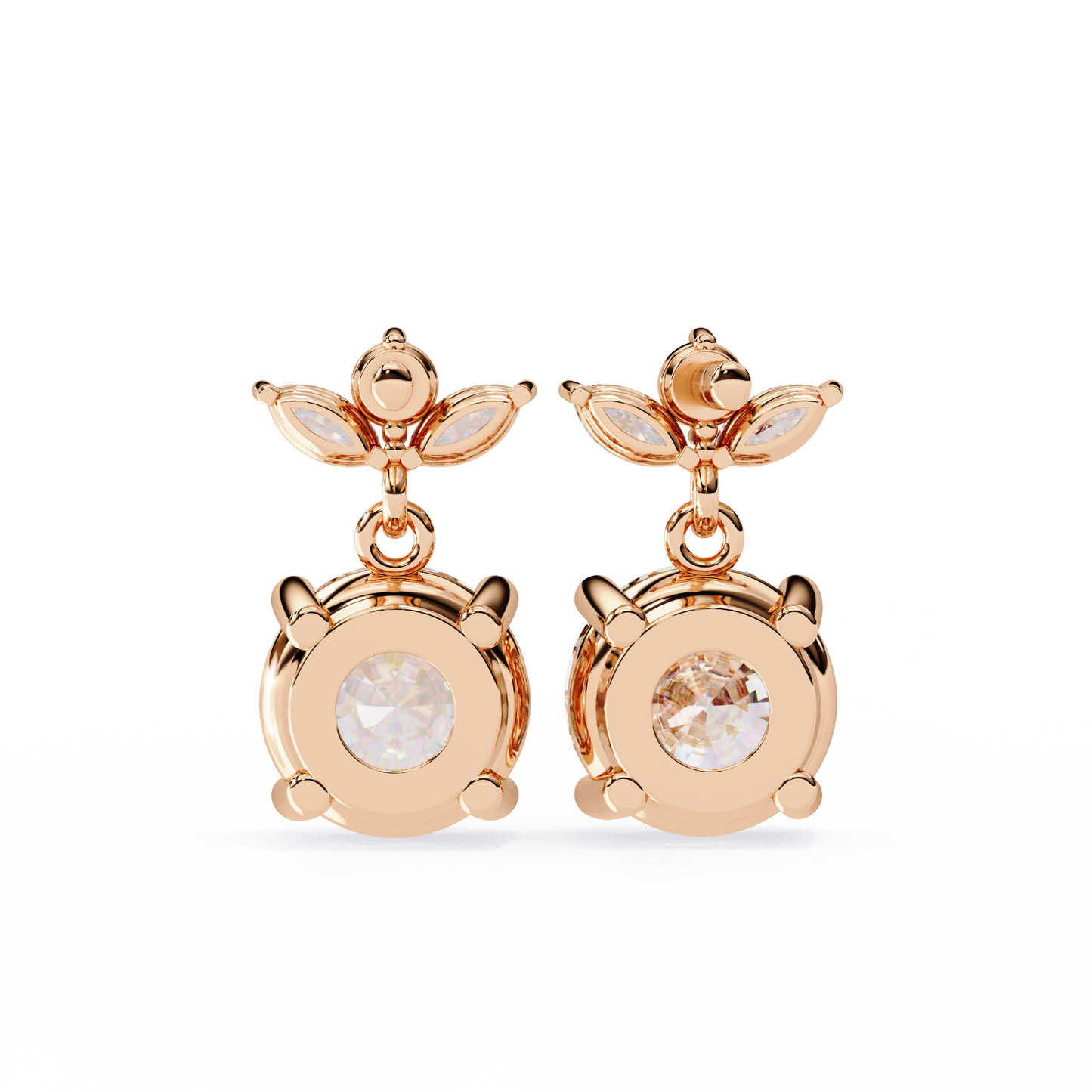2.02 CTW Mixed-Cut Lab-Grown Diamond Floral Drop Earrings in 14K Gold