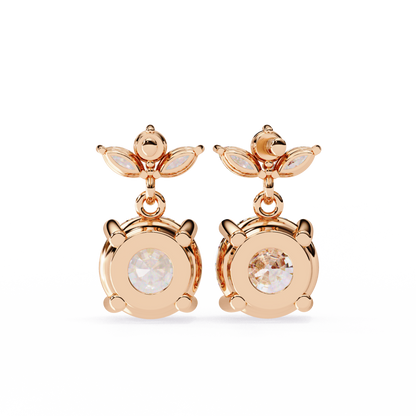 2.02 CTW Mixed-Cut Lab-Grown Diamond Floral Drop Earrings in 14K Gold