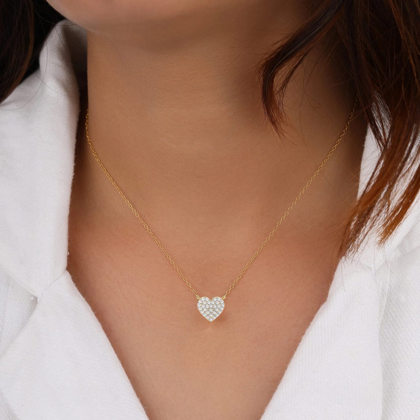 0.20 CTW Pavé Heart Lab-Grown Diamond Necklace in 14K Gold & Platinum
