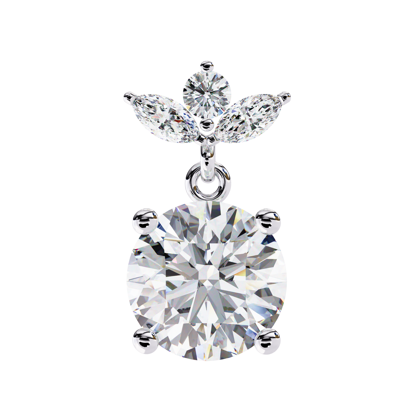2.02 CTW Mixed-Cut Lab-Grown Diamond Floral Drop Earrings in 14K Gold