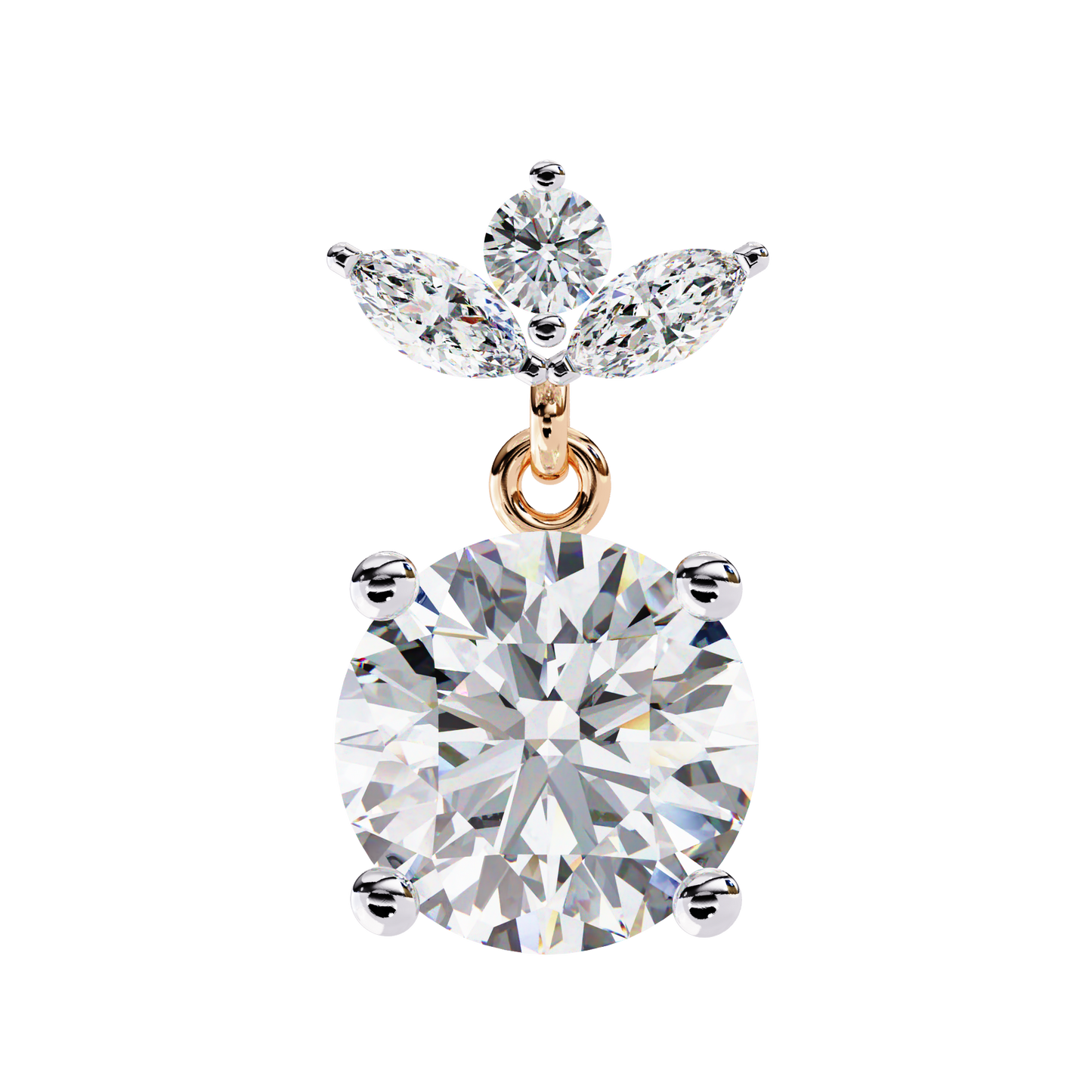 2.02 CTW Mixed-Cut Lab-Grown Diamond Floral Drop Earrings in 14K Gold