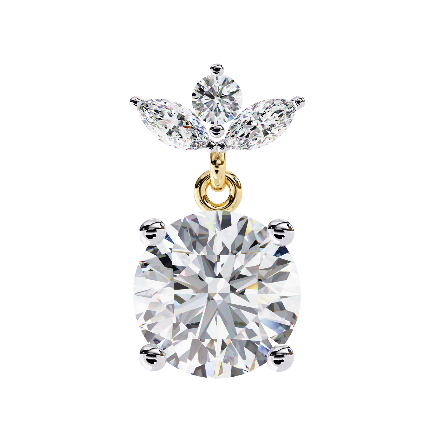 2.02 CTW Mixed-Cut Lab-Grown Diamond Floral Drop Earrings in 14K Gold