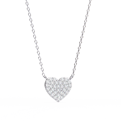 0.20 CTW Pavé Heart Lab-Grown Diamond Necklace in 14K Gold & Platinum