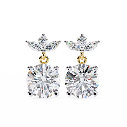 2.02 CTW Mixed-Cut Lab-Grown Diamond Floral Drop Earrings in 14K Gold