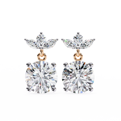 2.02 CTW Mixed-Cut Lab-Grown Diamond Floral Drop Earrings in 14K Gold