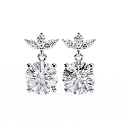 2.02 CTW Mixed-Cut Lab-Grown Diamond Floral Drop Earrings in 14K Gold