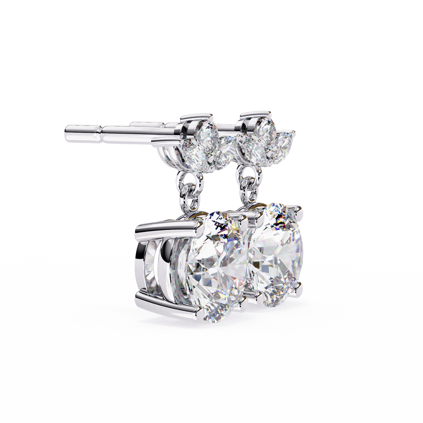 2.02 CTW Mixed-Cut Lab-Grown Diamond Floral Drop Earrings in 14K Gold