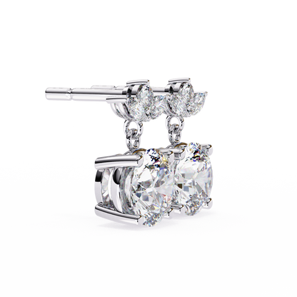 2.02 CTW Mixed-Cut Lab-Grown Diamond Floral Drop Earrings in 14K Gold