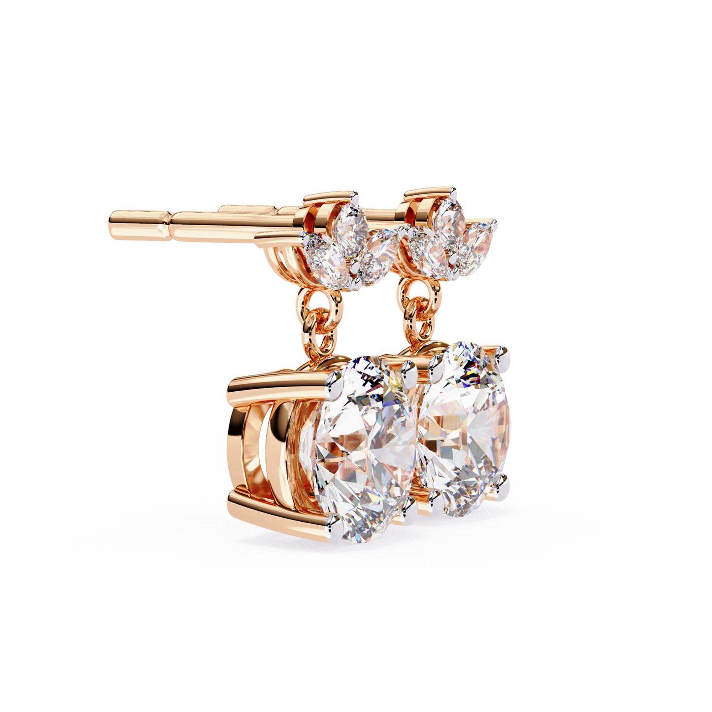 2.02 CTW Mixed-Cut Lab-Grown Diamond Floral Drop Earrings in 14K Gold