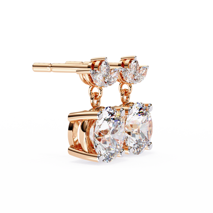2.02 CTW Mixed-Cut Lab-Grown Diamond Floral Drop Earrings in 14K Gold