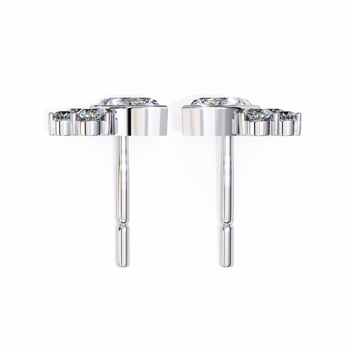 0.47 CTW Marquise & Round Lab-Grown Diamond Cluster Stud Earrings in 14K Gold