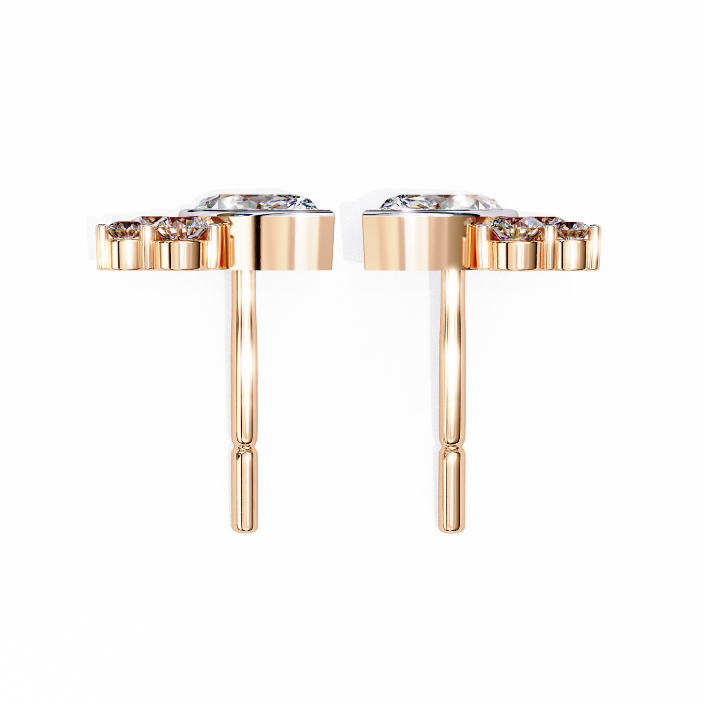 0.47 CTW Marquise & Round Lab-Grown Diamond Cluster Stud Earrings in 14K Gold