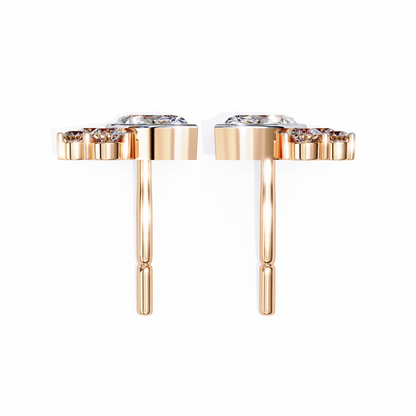 0.47 CTW Marquise & Round Lab-Grown Diamond Cluster Stud Earrings in 14K Gold