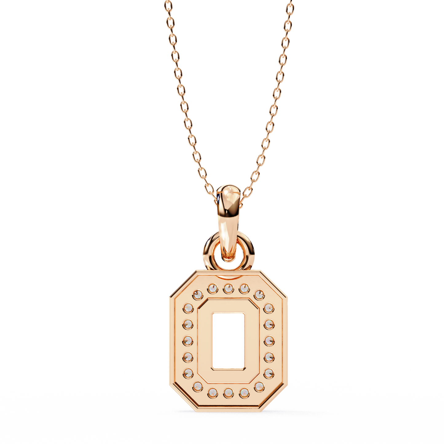 0.20 CTW Octagonal Frame Lab-Grown Diamond Pendant Necklace in 14K Gold & Platinum