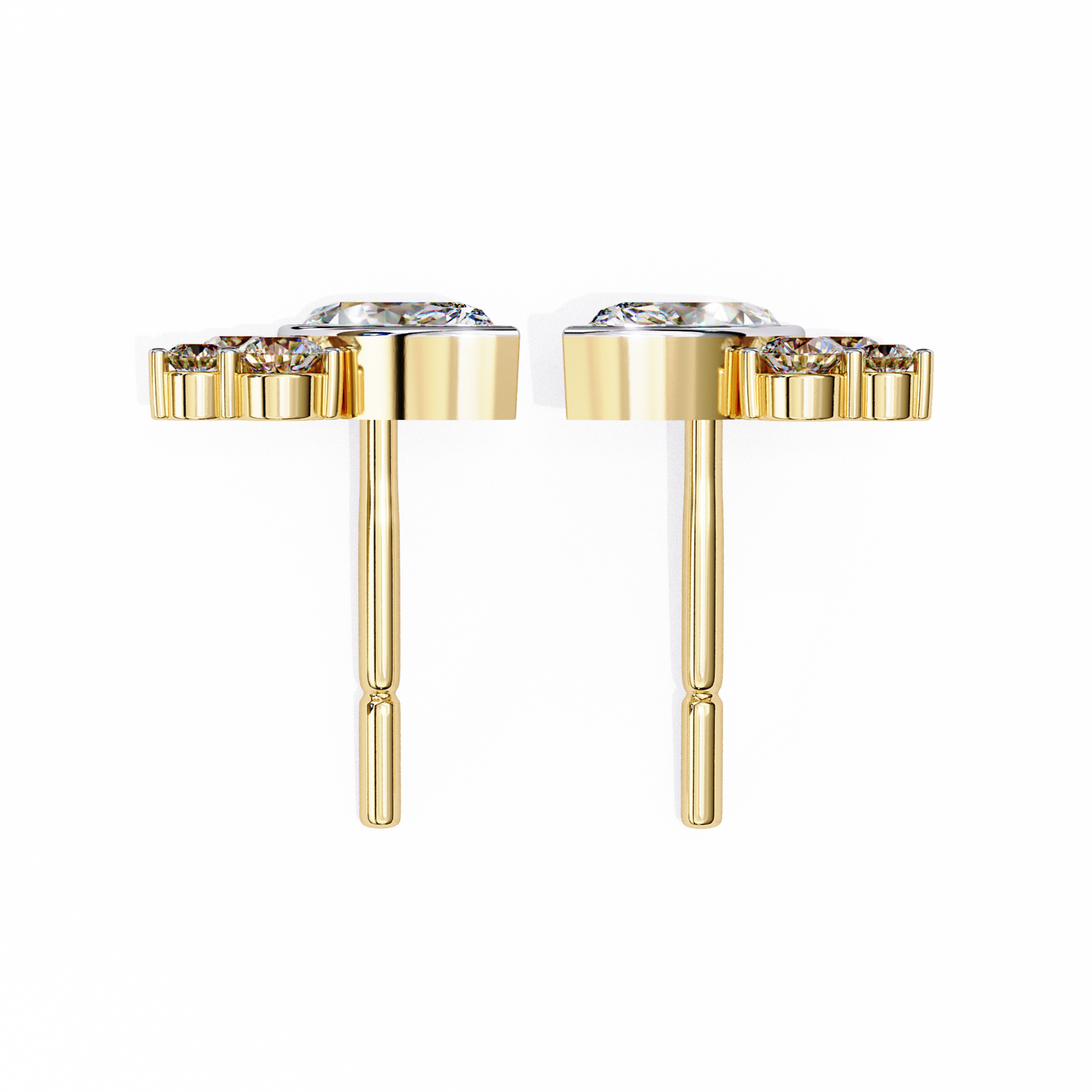 0.47 CTW Marquise & Round Lab-Grown Diamond Cluster Stud Earrings in 14K Gold