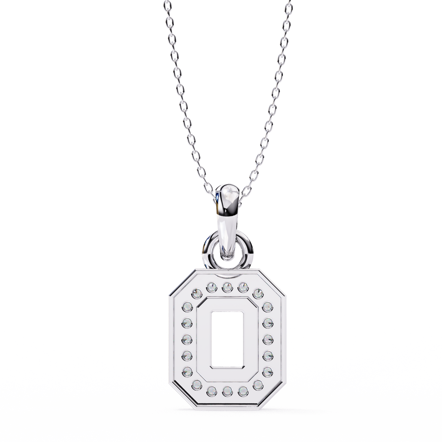 0.20 CTW Octagonal Frame Lab-Grown Diamond Pendant Necklace in 14K Gold & Platinum