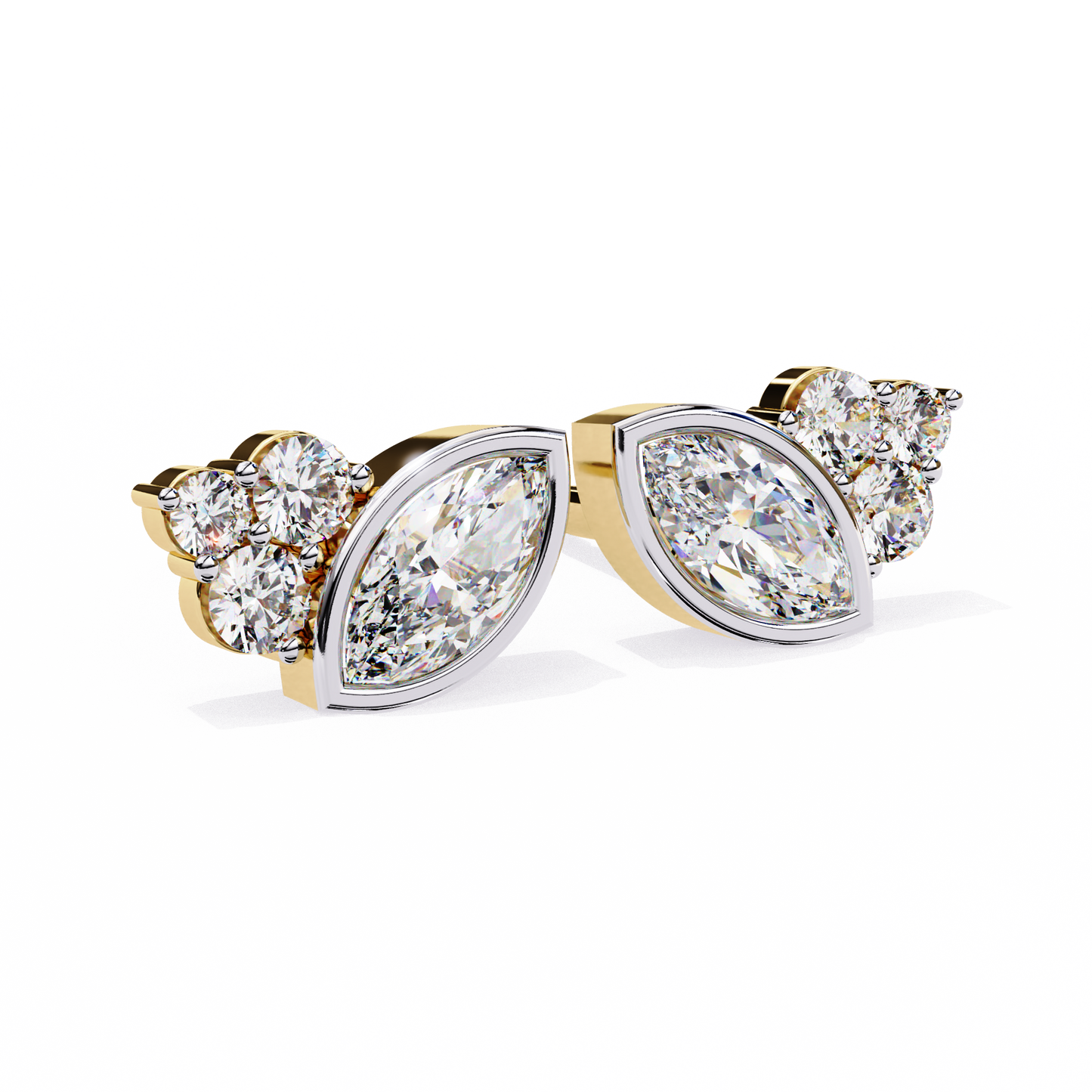 0.47 CTW Marquise & Round Lab-Grown Diamond Cluster Stud Earrings in 14K Gold