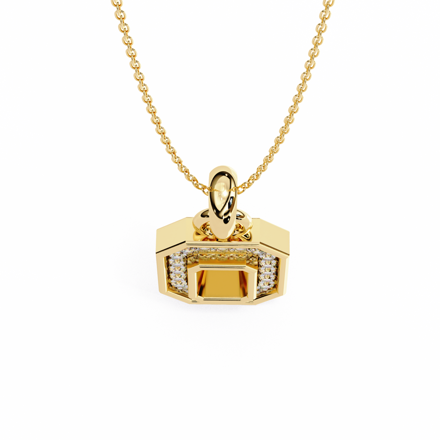 0.20 CTW Octagonal Frame Lab-Grown Diamond Pendant Necklace in 14K Gold & Platinum