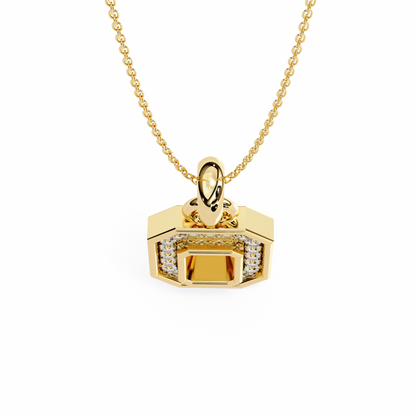 0.20 CTW Octagonal Frame Lab-Grown Diamond Pendant Necklace in 14K Gold & Platinum