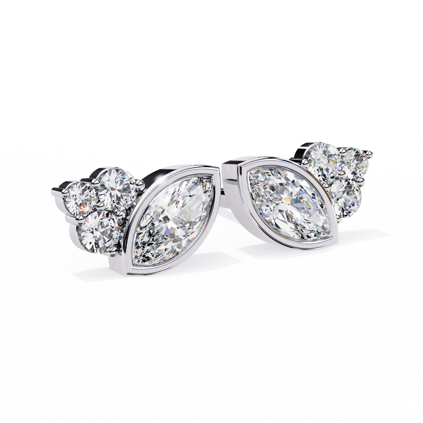 0.47 CTW Marquise & Round Lab-Grown Diamond Cluster Stud Earrings in 14K Gold