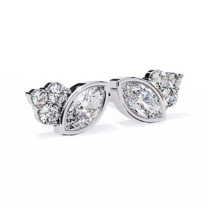0.47 CTW Marquise & Round Lab-Grown Diamond Cluster Stud Earrings in 14K Gold