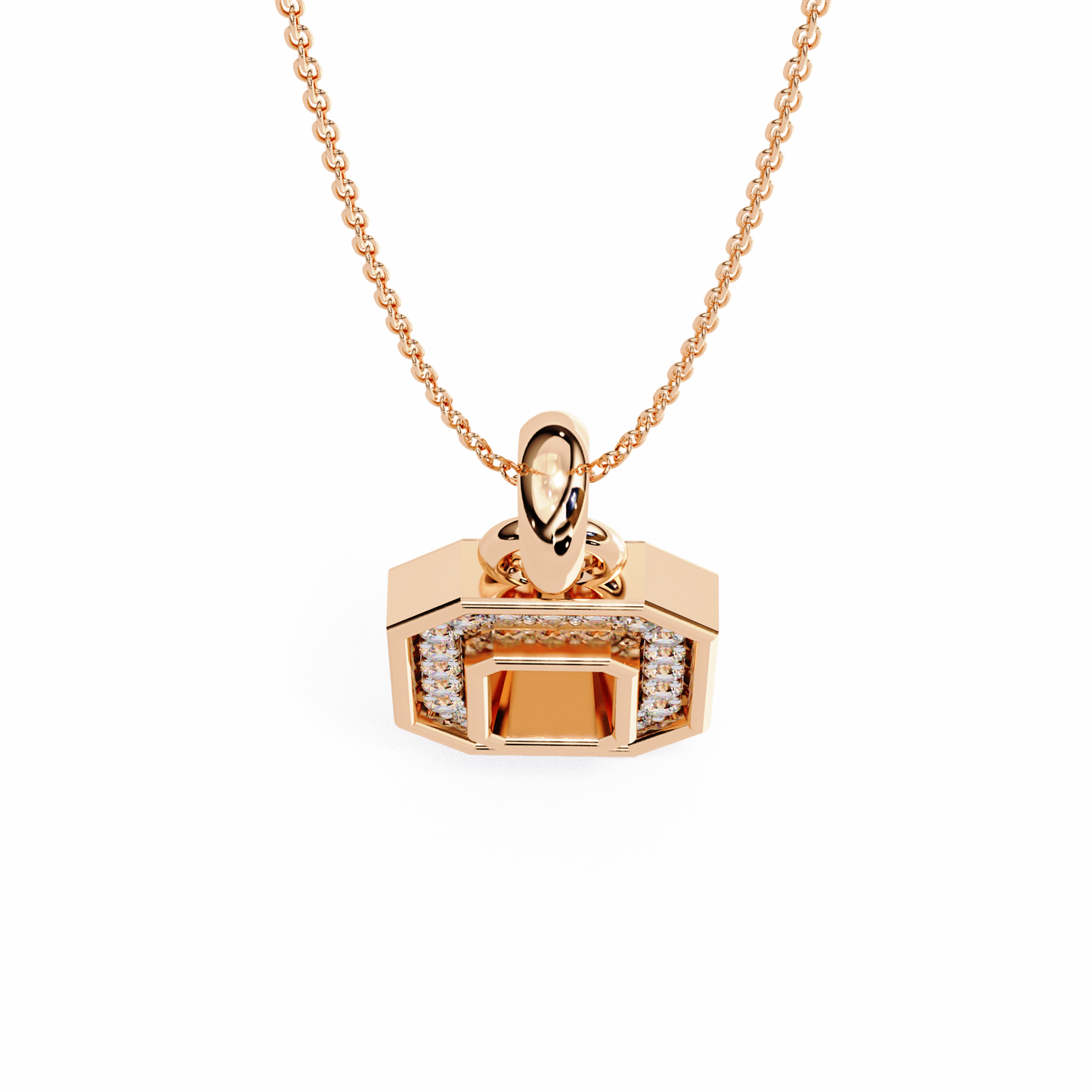 0.20 CTW Octagonal Frame Lab-Grown Diamond Pendant Necklace in 14K Gold & Platinum
