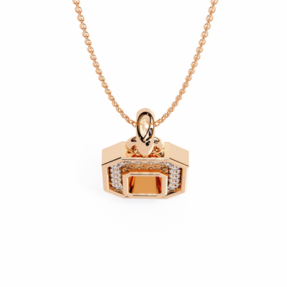 0.20 CTW Octagonal Frame Lab-Grown Diamond Pendant Necklace in 14K Gold & Platinum
