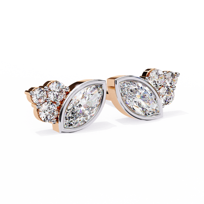 0.47 CTW Marquise & Round Lab-Grown Diamond Cluster Stud Earrings in 14K Gold