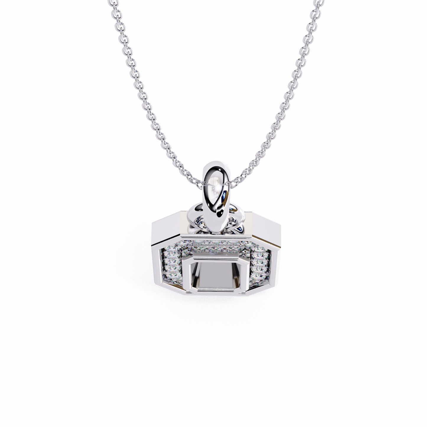 0.20 CTW Octagonal Frame Lab-Grown Diamond Pendant Necklace in 14K Gold & Platinum