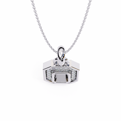 0.20 CTW Octagonal Frame Lab-Grown Diamond Pendant Necklace in 14K Gold & Platinum