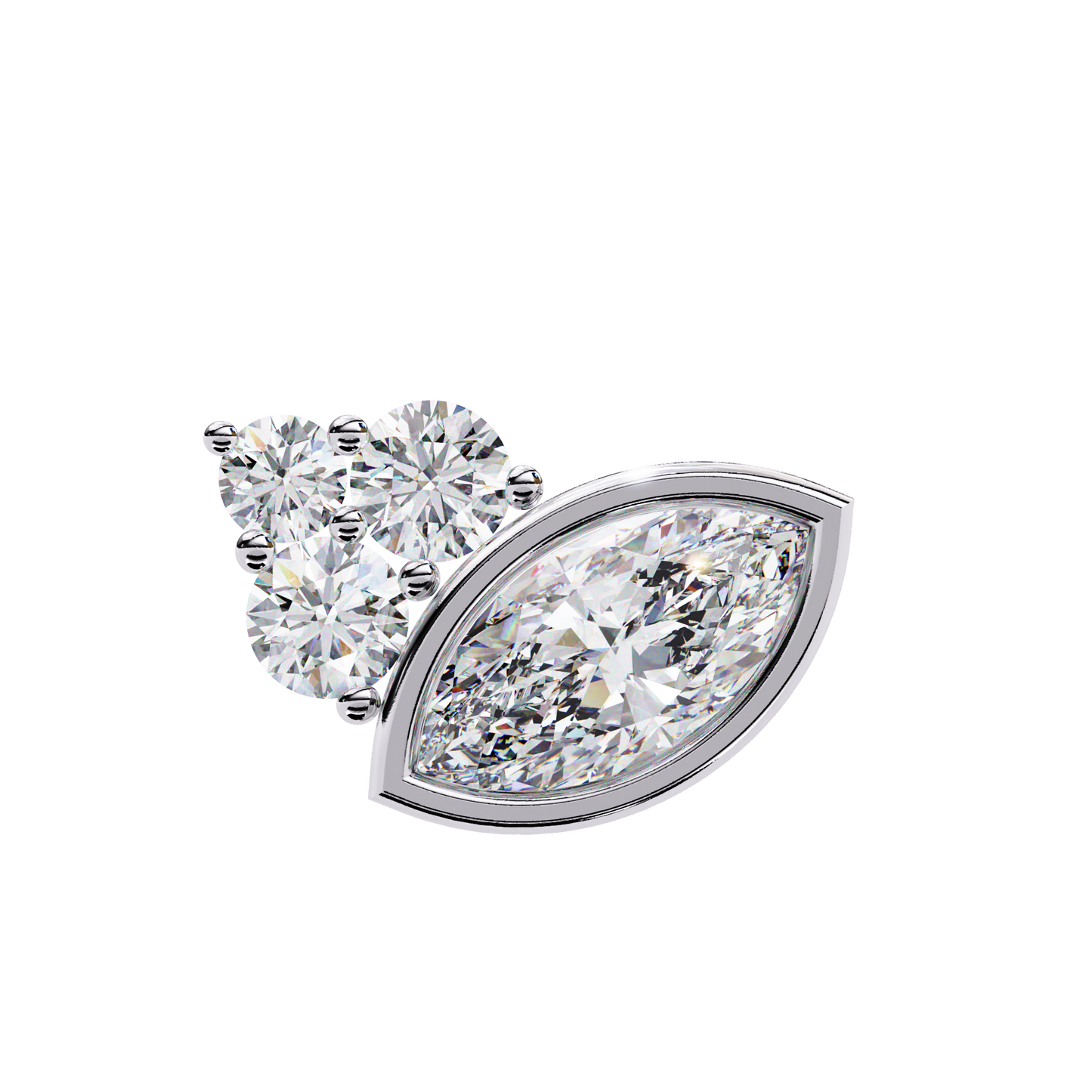 0.47 CTW Marquise & Round Lab-Grown Diamond Cluster Stud Earrings in 14K Gold