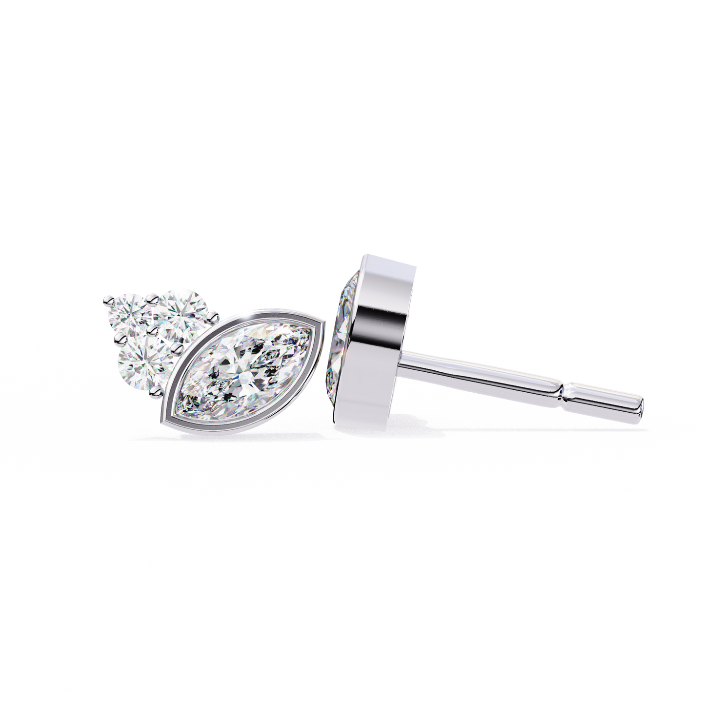 0.47 CTW Marquise & Round Lab-Grown Diamond Cluster Stud Earrings in 14K Gold