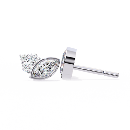 0.47 CTW Marquise & Round Lab-Grown Diamond Cluster Stud Earrings in 14K Gold