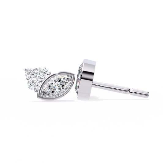 0.47 CTW Marquise & Round Lab-Grown Diamond Cluster Stud Earrings in 14K Gold