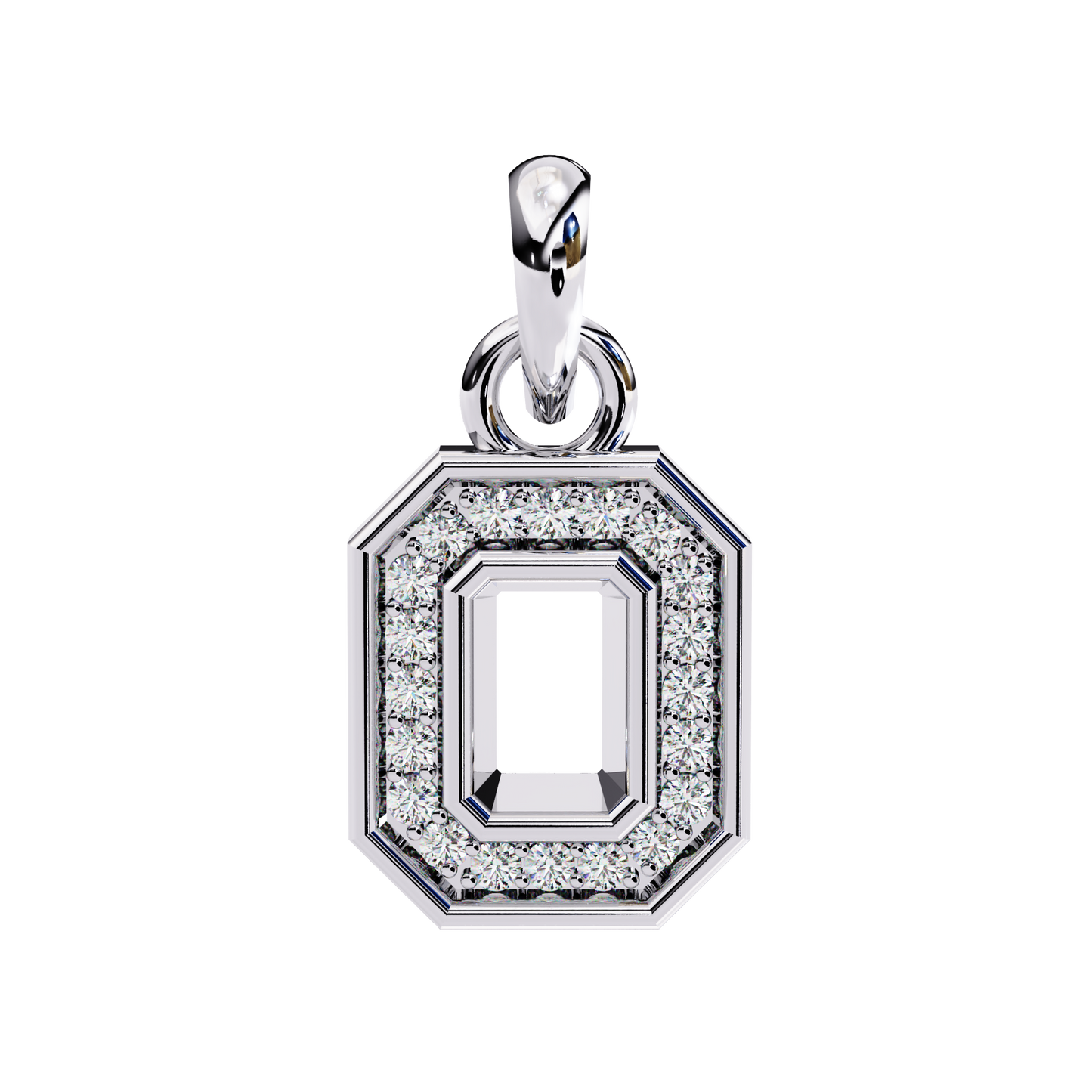 0.20 CTW Octagonal Frame Lab-Grown Diamond Pendant Necklace in 14K Gold & Platinum