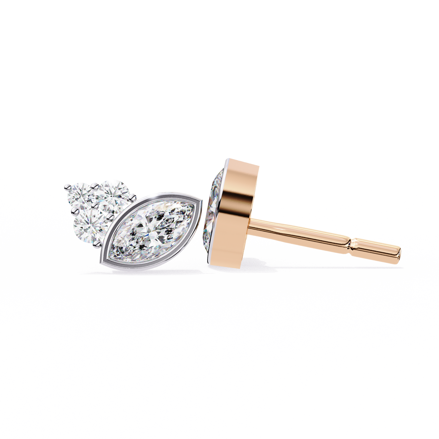 0.47 CTW Marquise & Round Lab-Grown Diamond Cluster Stud Earrings in 14K Gold