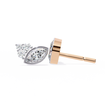 0.47 CTW Marquise & Round Lab-Grown Diamond Cluster Stud Earrings in 14K Gold
