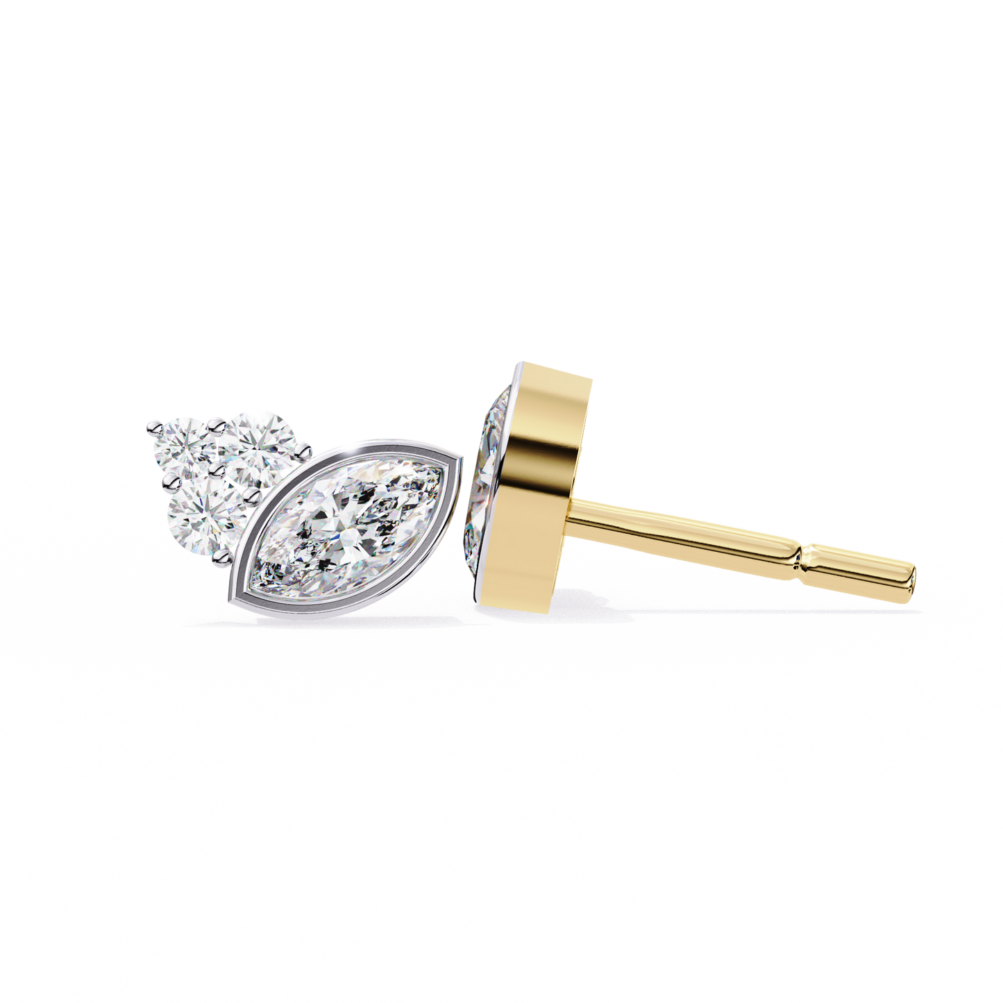 0.47 CTW Marquise & Round Lab-Grown Diamond Cluster Stud Earrings in 14K Gold